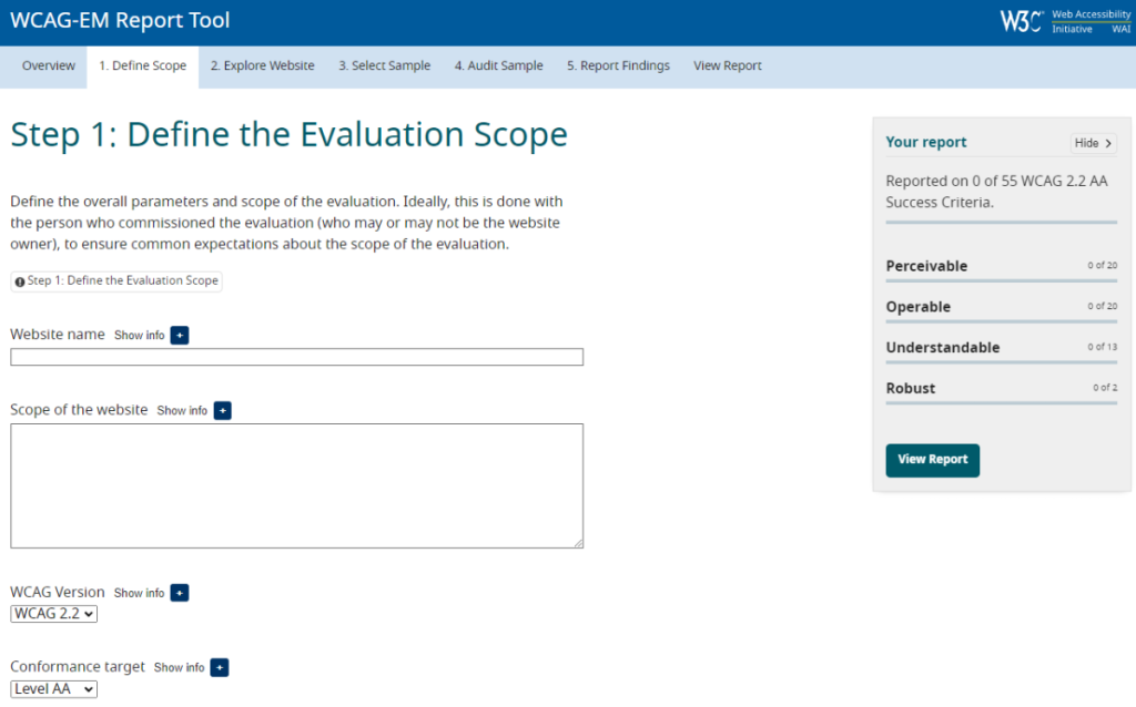 WCAG - EM Report Tool